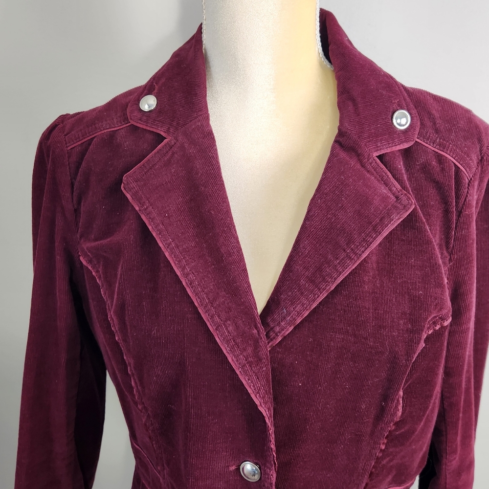 Roz & Ali Corduroy Blazer Size M Silver Buttons Retro Y2K Vibes Gilmore - Picture 4 of 12